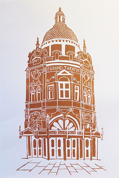 linoprint of the |grand theatre blackpool